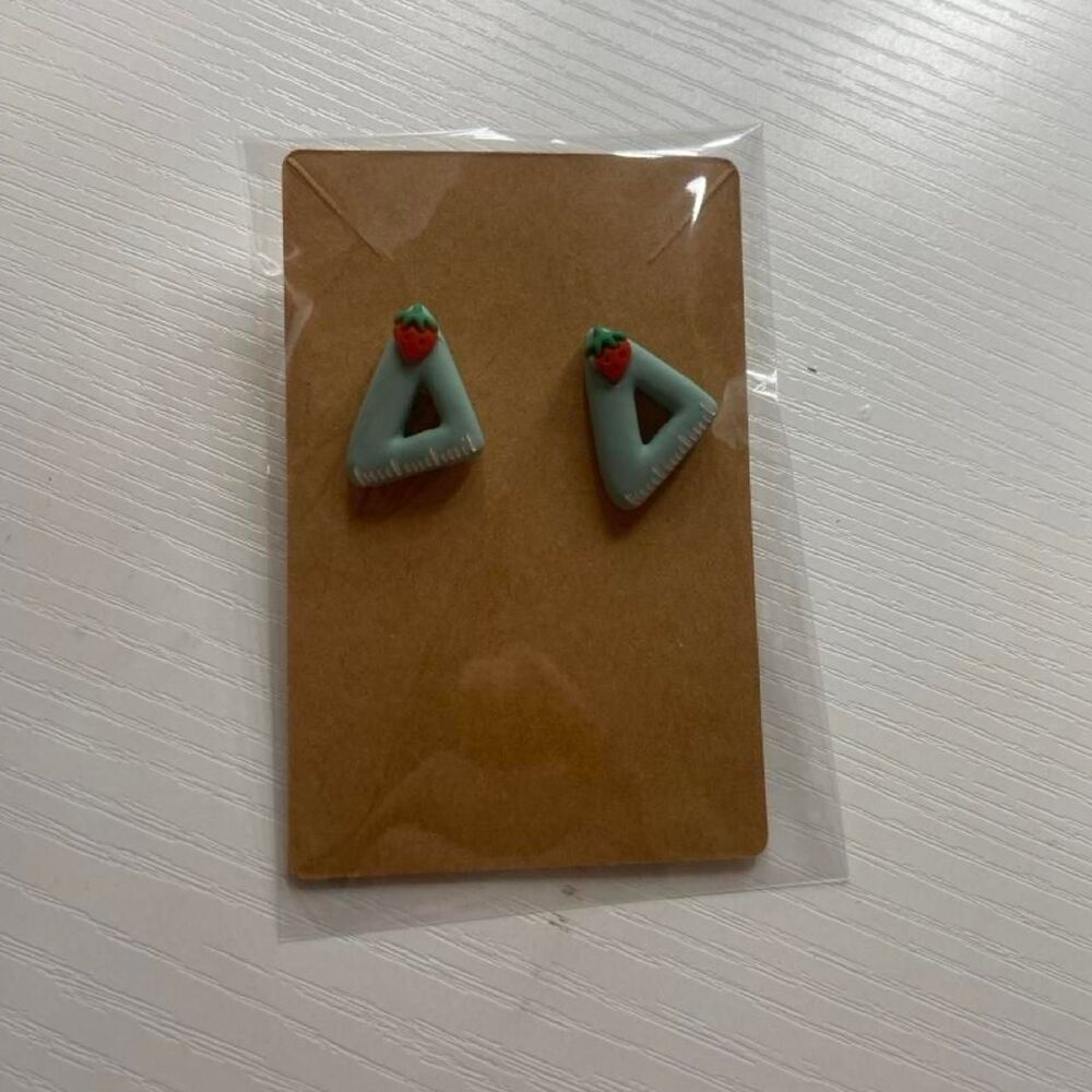 Blue triangle teacher earrings